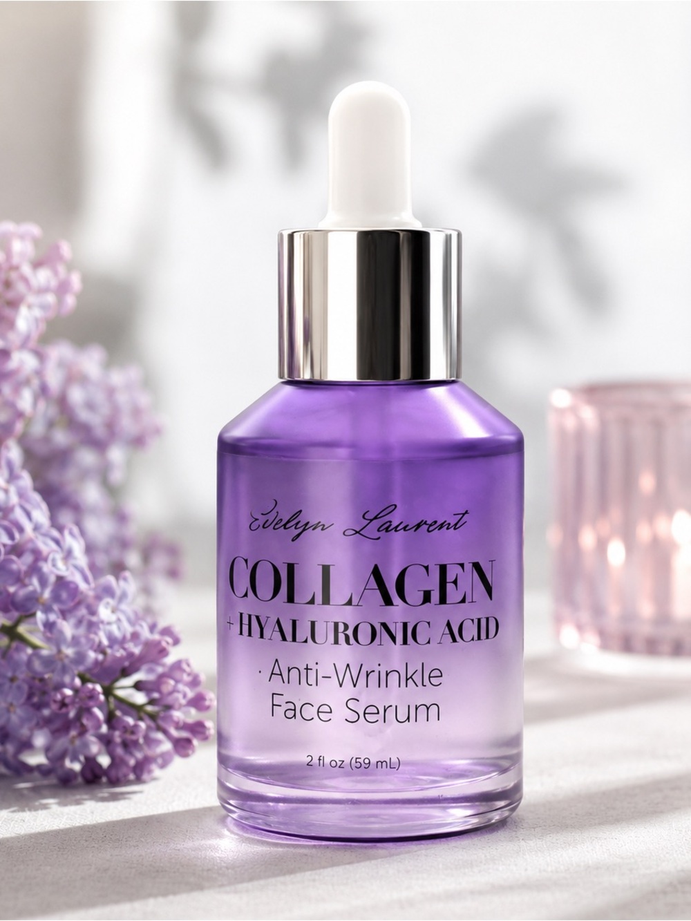 Evelyn Laurent Collagen + Hyaluronic Acid Anti-Wrinkle Face Serum – 2 oz